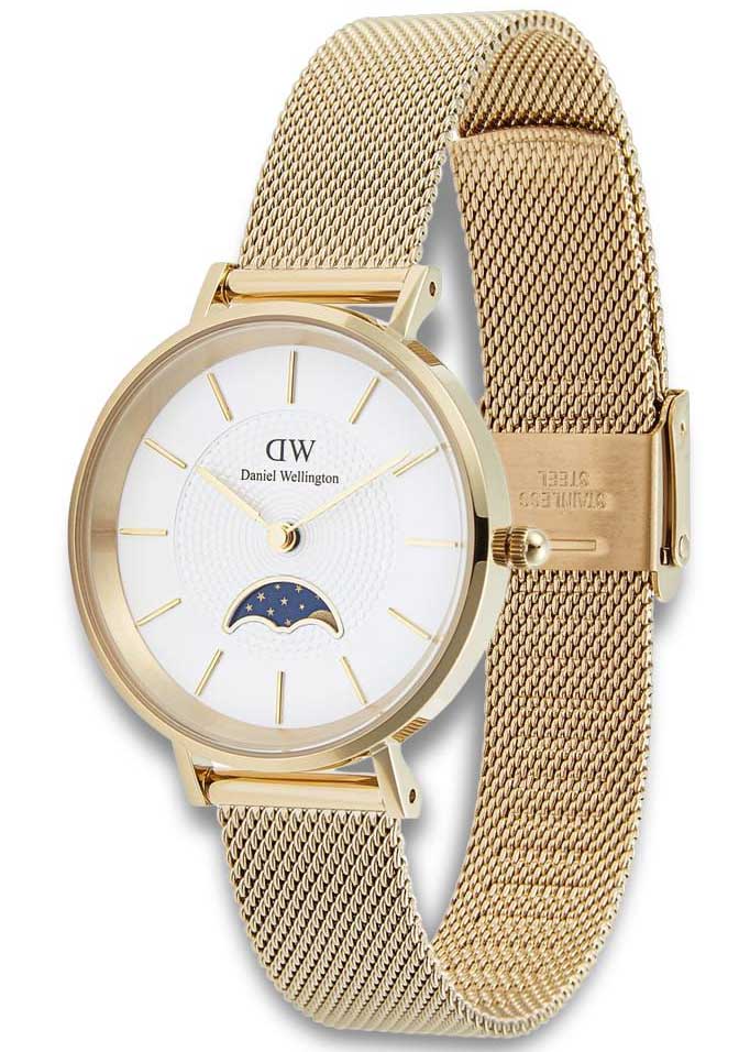 Daniel Wellington Petite Moonphase DW00100771 - Quartz - Guld - Damklocka - Mesh - Härdat mineralglas