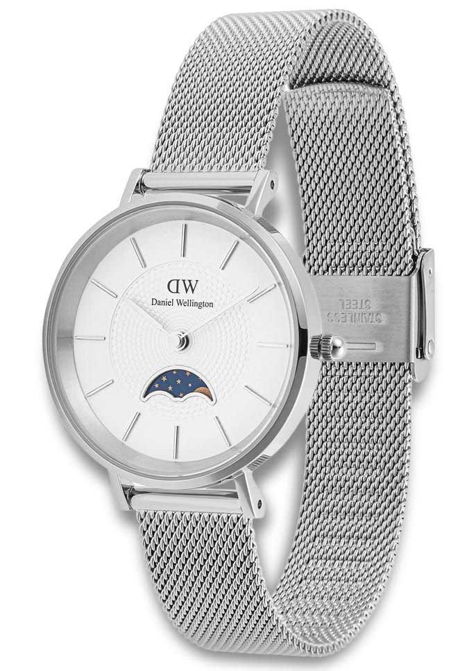 Daniel Wellington Petite Moonphase DW00100772 - Quartz - Silver - Damklocka - Mesh - Härdat mineralglas