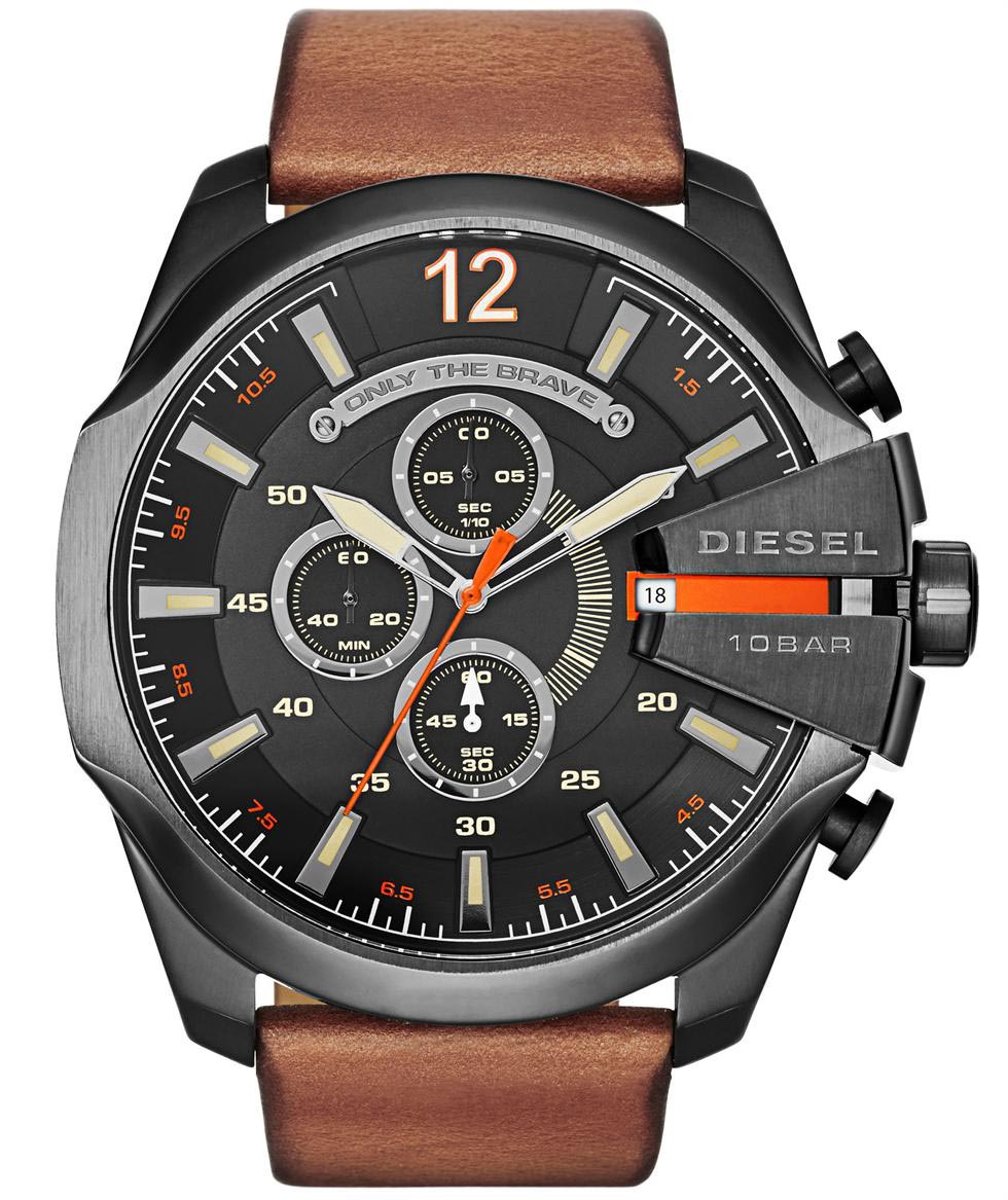 Diesel Mega Chief Chrono Gunmetal DZ4343 - Quartz - Gunmetal - Herrklocka - Läder - Härdat mineralglas