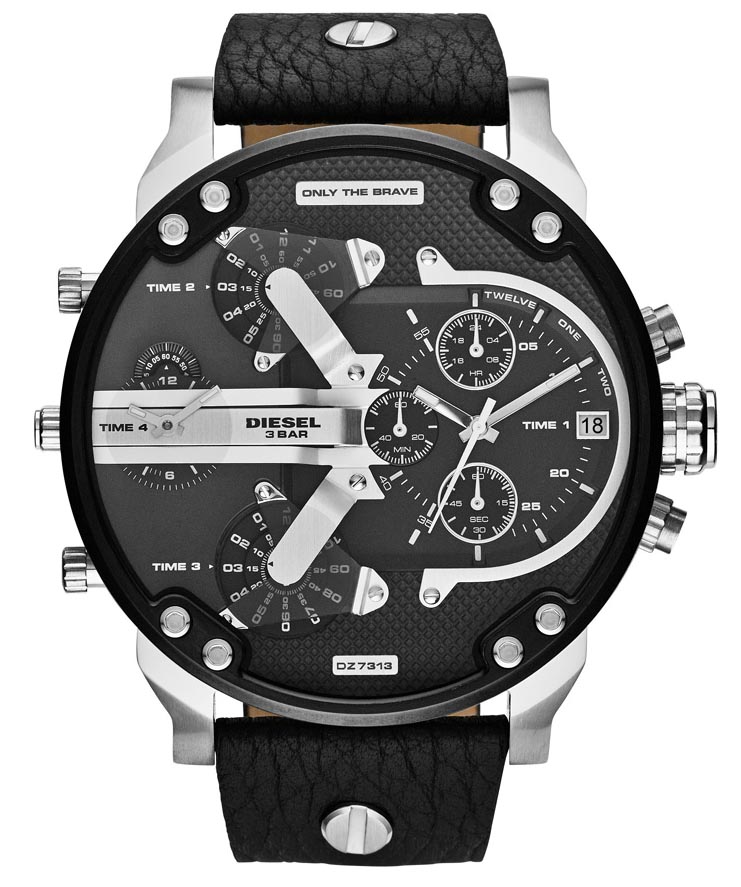 Diesel Mr Daddy 2.0 DZ7313 - Quartz - Silver Svart - Herrklocka - Läder - Härdat mineralglas
