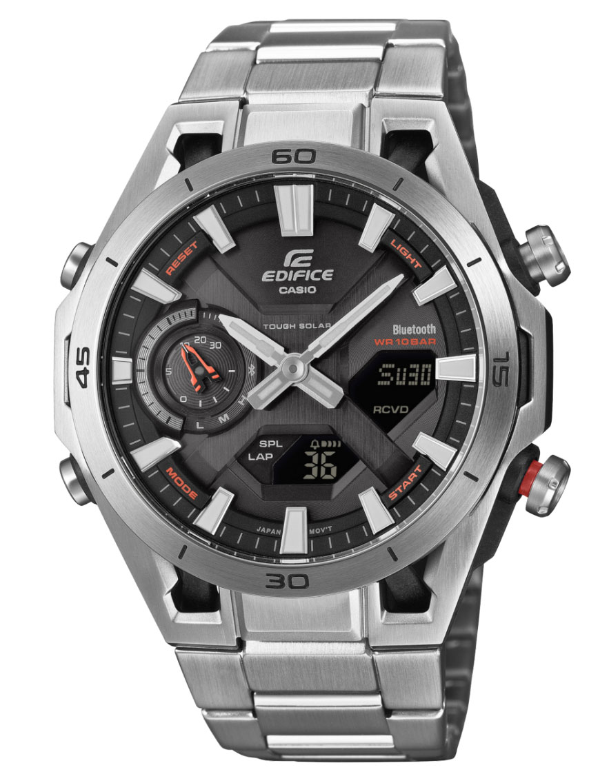 Casio Edifice Sospensione ECB-2300D-1AEF - Analog-digital-mix - Silver - Herrklocka - Rostfri stål - Härdat mineralglas