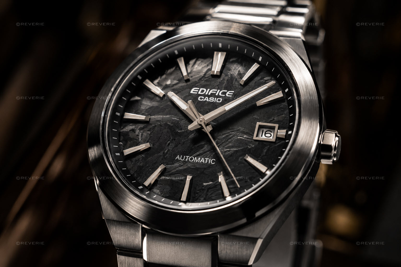 Casio Edifice Carbon Sapphire Automatic 38mm - Automatisk - Silver - Herrklocka - Rostfri stål - Safir
