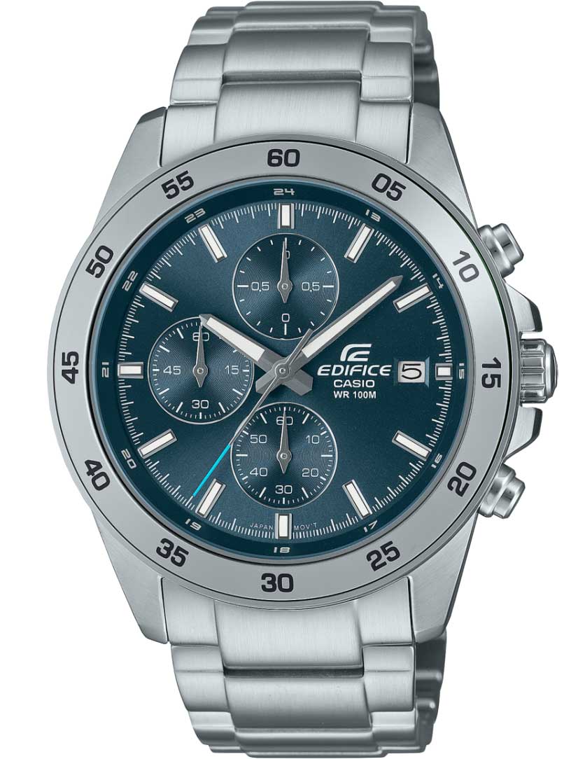Casio | Blå urtavla sportkronograf med 100M vattentålighet | EFR-526D-2AVUEF - Quartz - Silver - Herrklocka - Rostfri stål - Härdat mineralglas