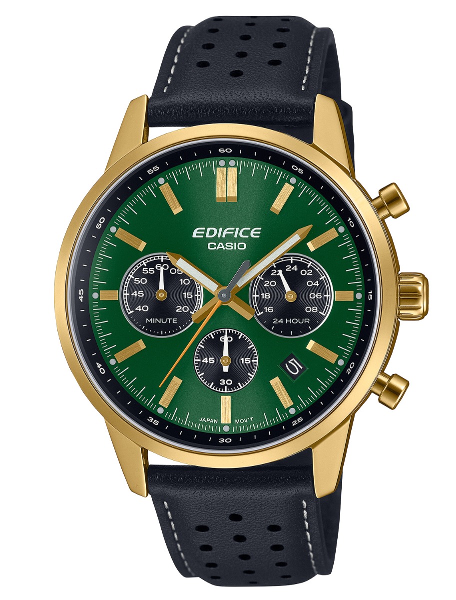 Casio Edifice EFR-575CL-3AEF - Quartz - Guld - Herrklocka - Läder - Härdat mineralglas