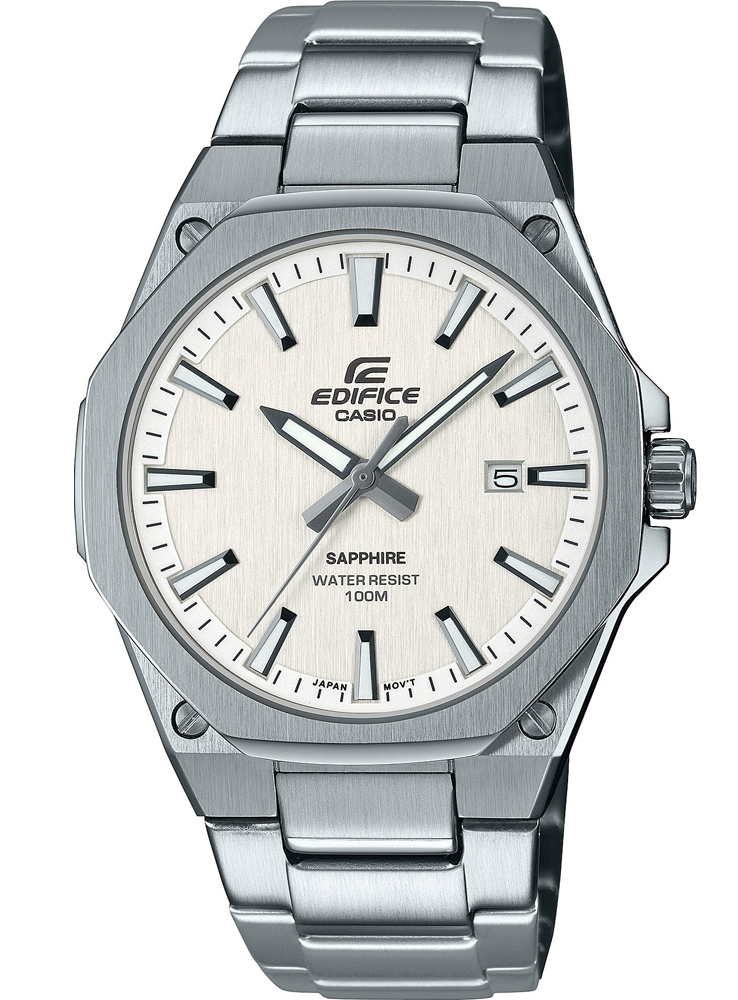 Casio | Slimmad safirkristallklocka med stål och 100M vattentålighet | EFR-S108D-7AVUEF - Quartz - Silver - Herrklocka - Rostfri stål - Safir