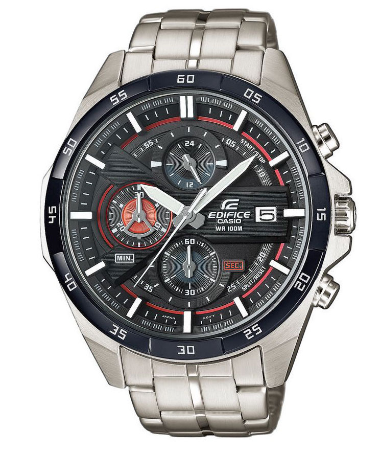 Casio | Svart stålchronograph med maskulin design | EFR-556DB-1AVUEF - Quartz - Silver - Herrklocka - Rostfri stål - Härdat mineralglas