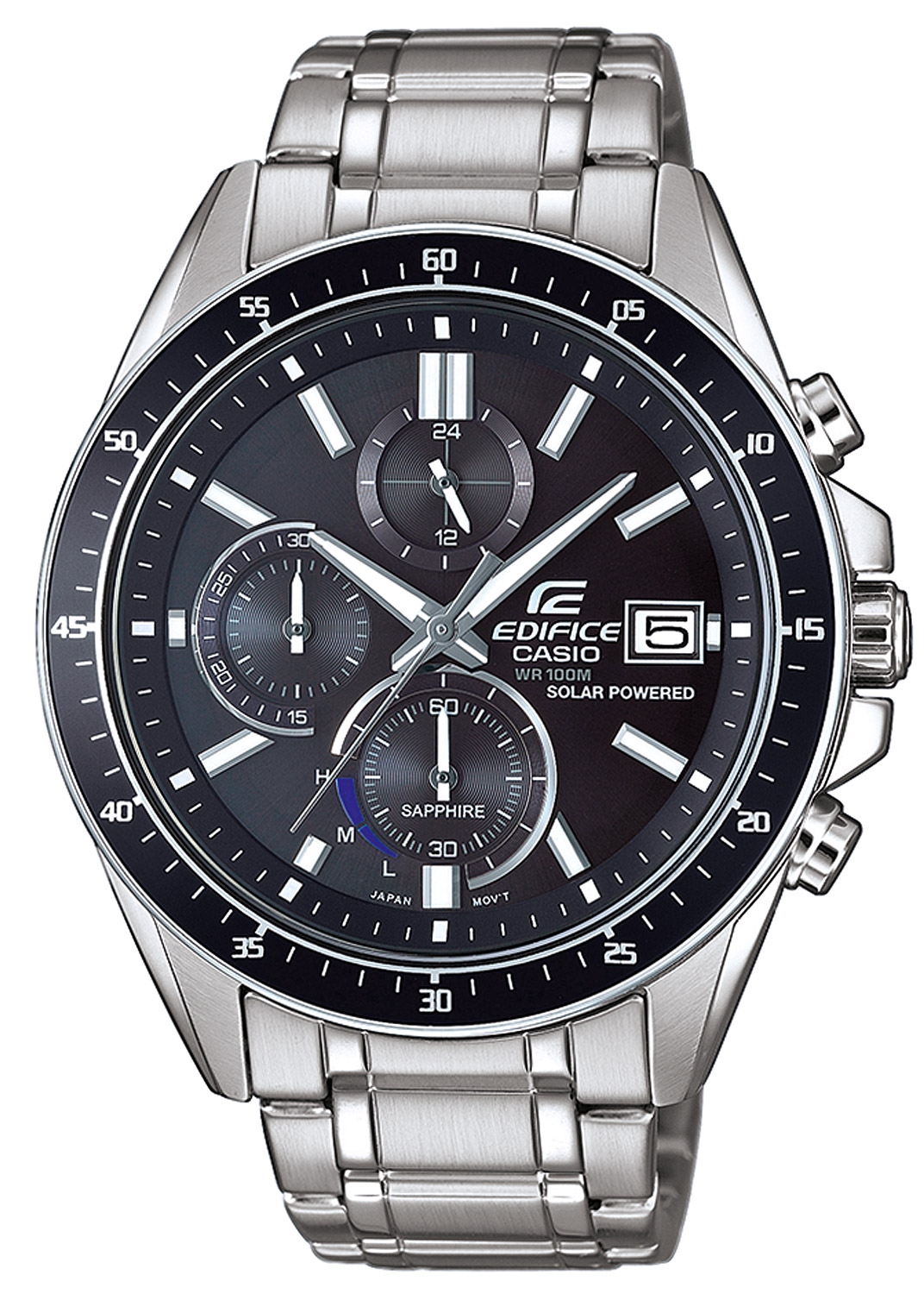 Casio | Solcellsdriven Edifice stålur med safirkristall | EFS-S510D-1AVUEF - Quartz - Silver - Herrklocka - Rostfri stål - Safir