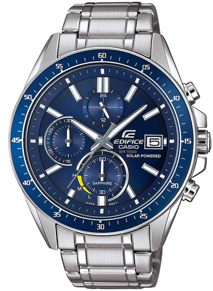 Casio | Herrklocka med blå urtavla och solenergi i safirkristall | EFS-S510D-2AVUEF - Quartz - Silver - Herrklocka - Rostfri stål - Safir