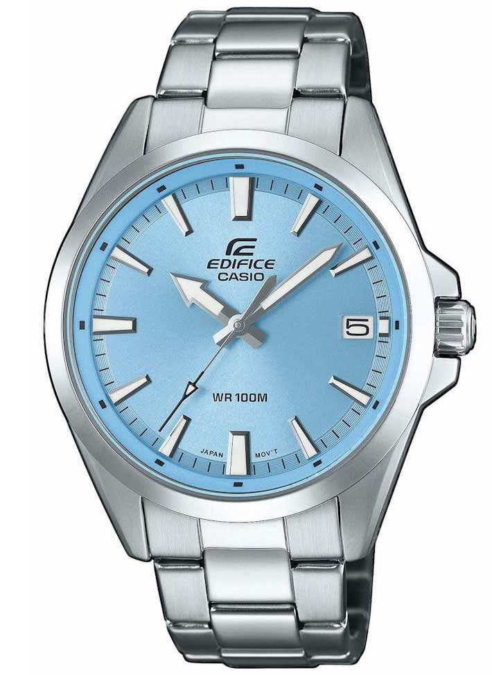Casio | Blå urtavla Edifice med rostfritt stål och vattentålig konstruktion | EFV-100D-2BVUEF - Quartz - Silver - Herrklocka - Rostfri stål - Härdat..