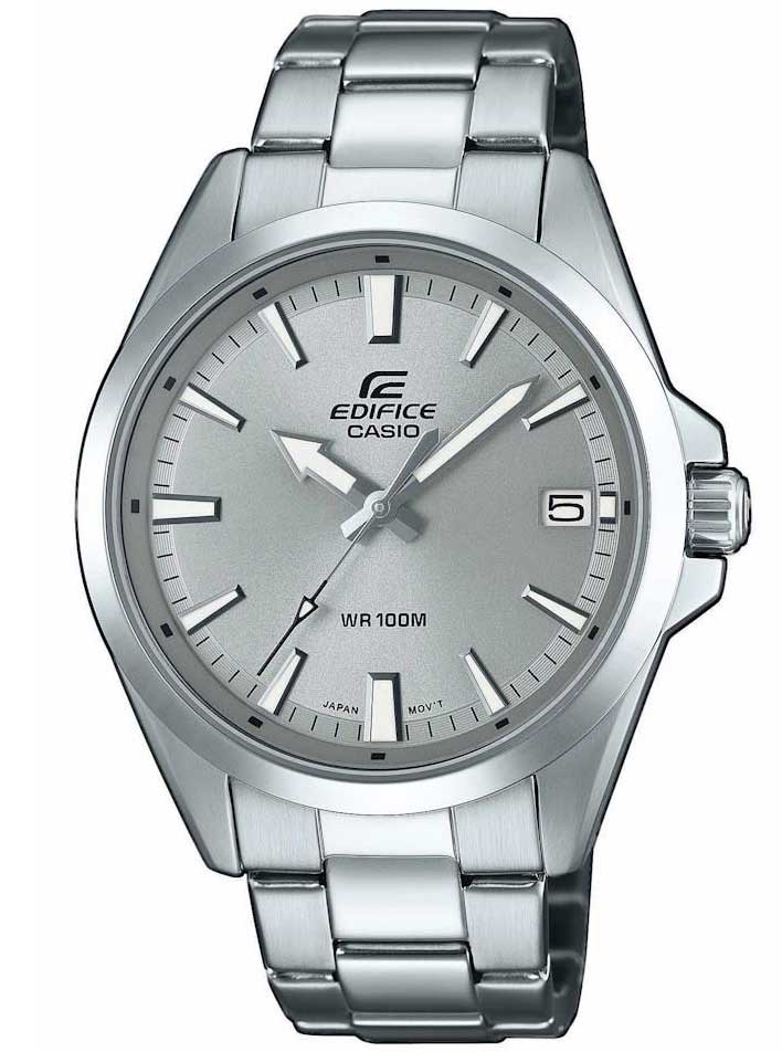 Casio | Silver Edifice med 100M vattentäthet och elegant urtavla | EFV-100D-8AVUEF - Quartz - Silver - Herrklocka - Rostfri stål - Härdat mineralglas