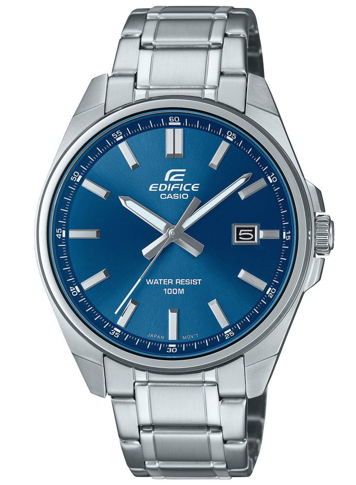 Casio | Blå Edifice med Neo-Display-teknik och sportig stil | EFV-150D-2AVUEF - Quartz - Silver - Herrklocka - Rostfri stål - Härdat mineralglas