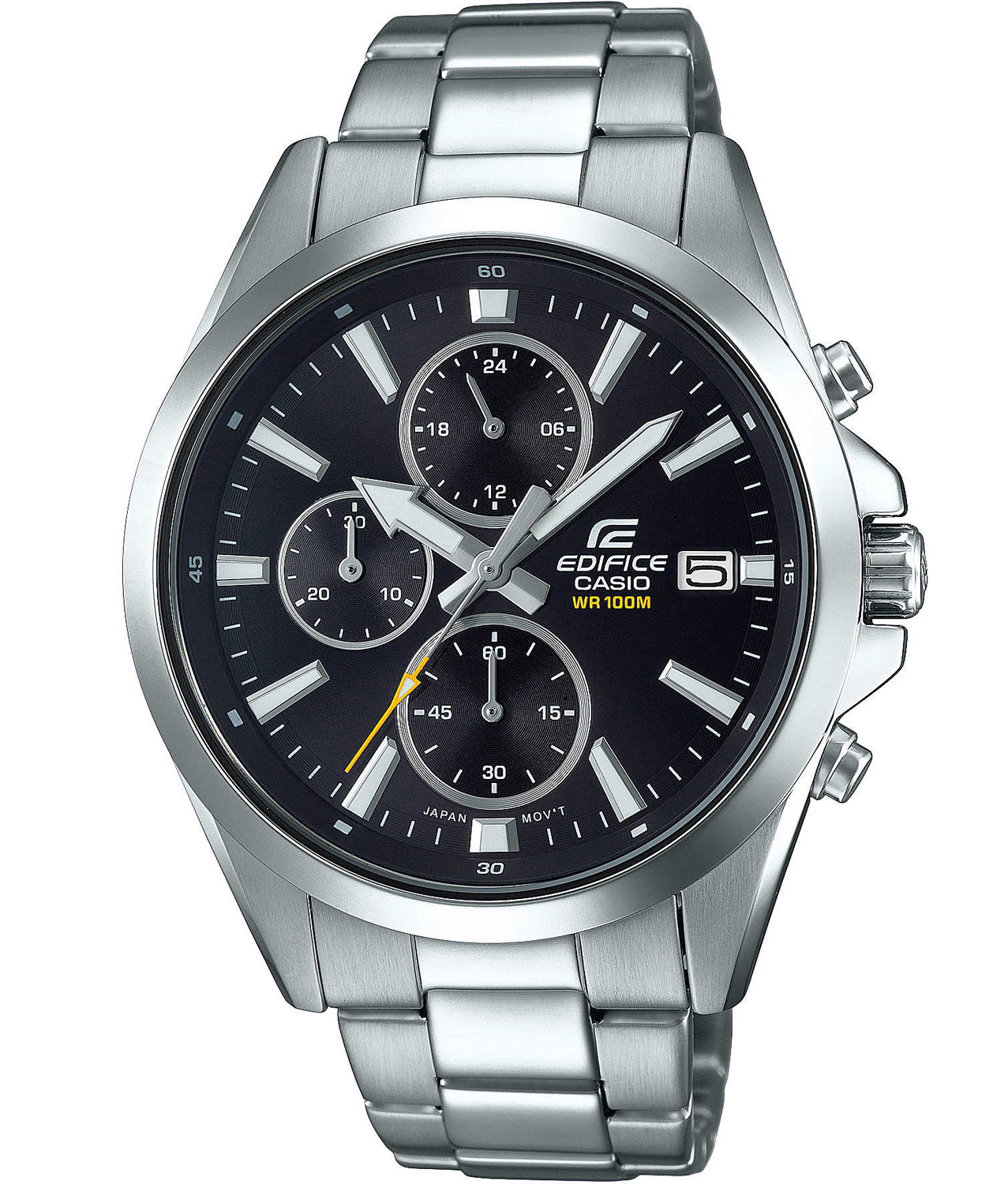 Casio | Edifice sportkronograf i rostfritt stål, 100M vattentät | EFV-560D-1AVUEF - Quartz - Silver - Herrklocka - Rostfri stål - Härdat mineralglas