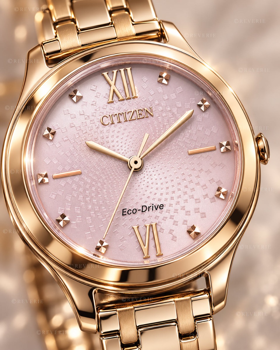 Roséguldfärgad Citizen damklocka med rosa urtavla och solenergi i 32mm - Quartz - Silver - Damklocka - Rostfri stål - Härdat mineralglas