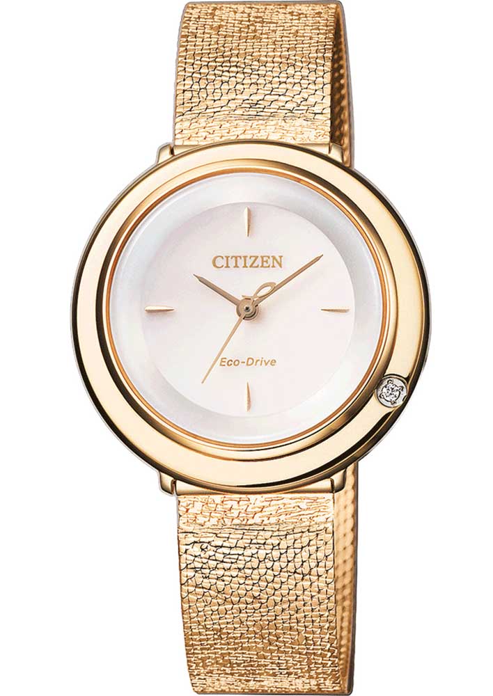 Citizen L Ambiluna damklocka med mesharmband och diamant | EM0643-84X - Quartz - Guld - Damklocka - Mesh - Safir