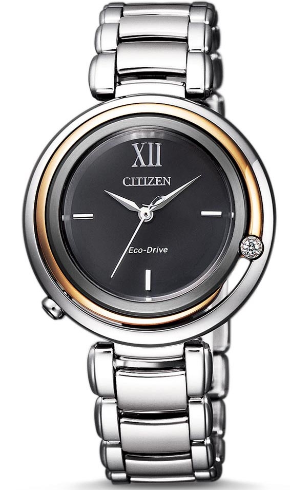 Citizen L Collection damklocka med äkta diamant | Slank Eco-drive klocka med svart urtavla och sex månaders gångreserv | EM0658-87E - Quartz -...