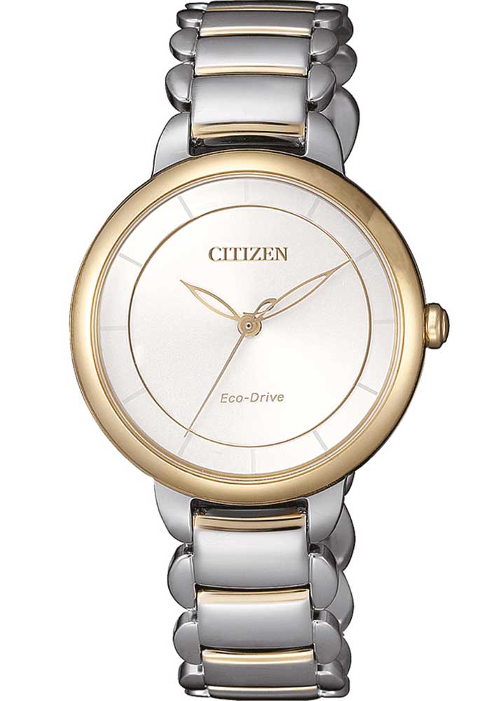 Citizen elegant damklocka med Eco-Drive och tvåfärgad länk | EM0674-81A - Quartz - Silver - Damklocka - Rostfri stål - Safir