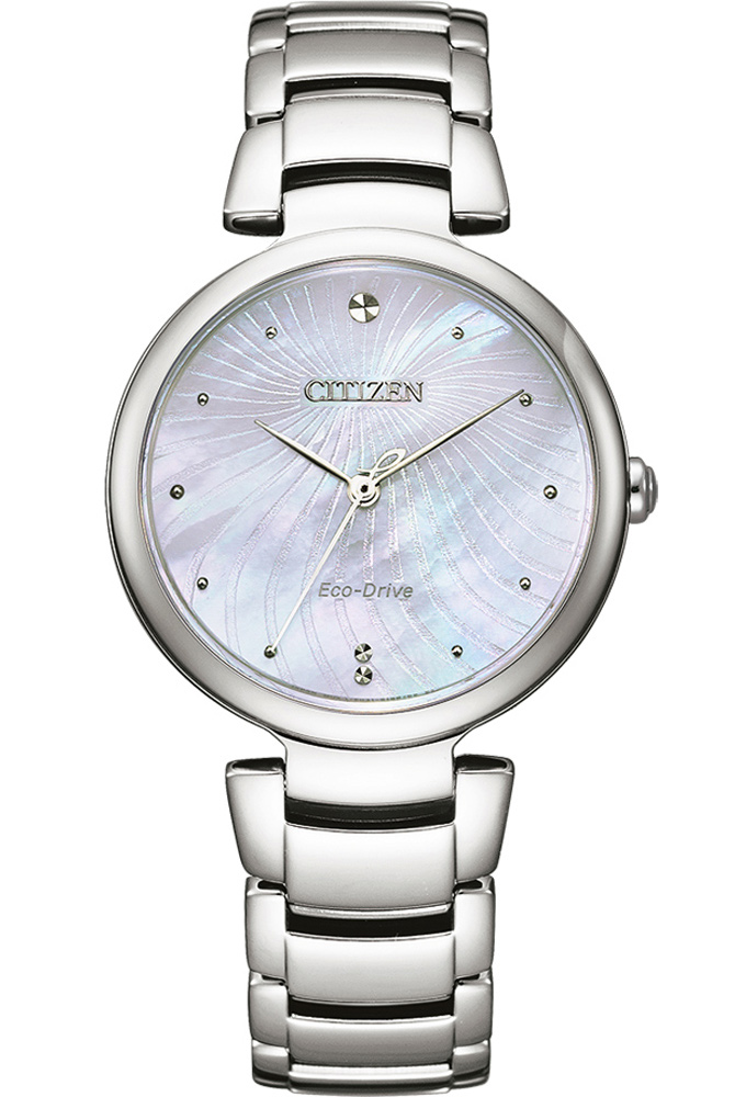 Citizen Eco-Drive damklocka med pärlemorsurtavla och ståldesign | EM0850-80D - Quartz - Silver - Damklocka - Rostfri stål - Härdat mineralglas