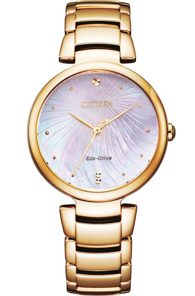 Citizen Eco-Drive damklocka i roseguld med pärlemorskiva | EM0853-81Y - Quartz - Guld - Damklocka - Rostfri stål - Safir