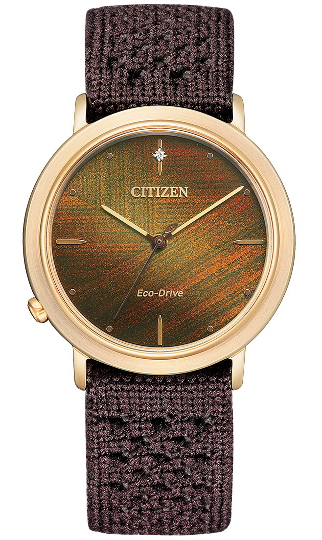 Citizen L Ambiluna damklocka i roséguld med E031 urverk och laboratorieframställd diamant | EM1003-48X - Quartz - Rött guld - Damklocka - Textil -...