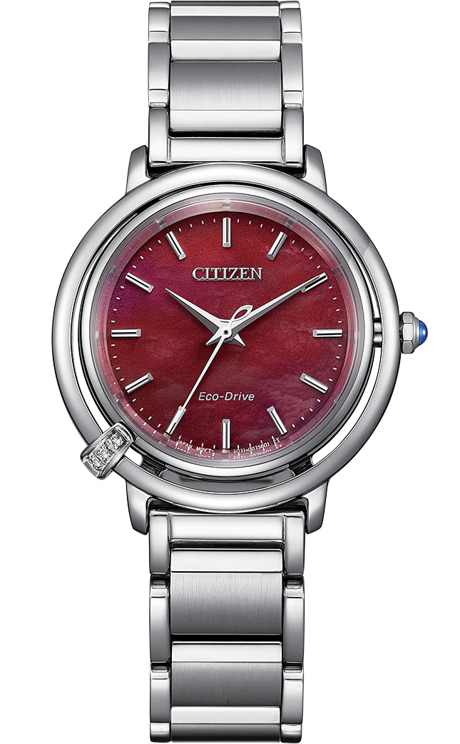 Citizen L Arcly damklocka med röd pärlemorskiva och diamanter | EM1090-78X - Quartz - Silver - Damklocka - Rostfri stål - Safir
