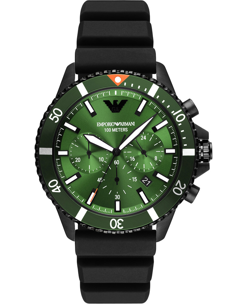 Emporio Armani Chrono AR11463 - Quartz - Svart - Herrklocka - Silikon - Härdat mineralglas