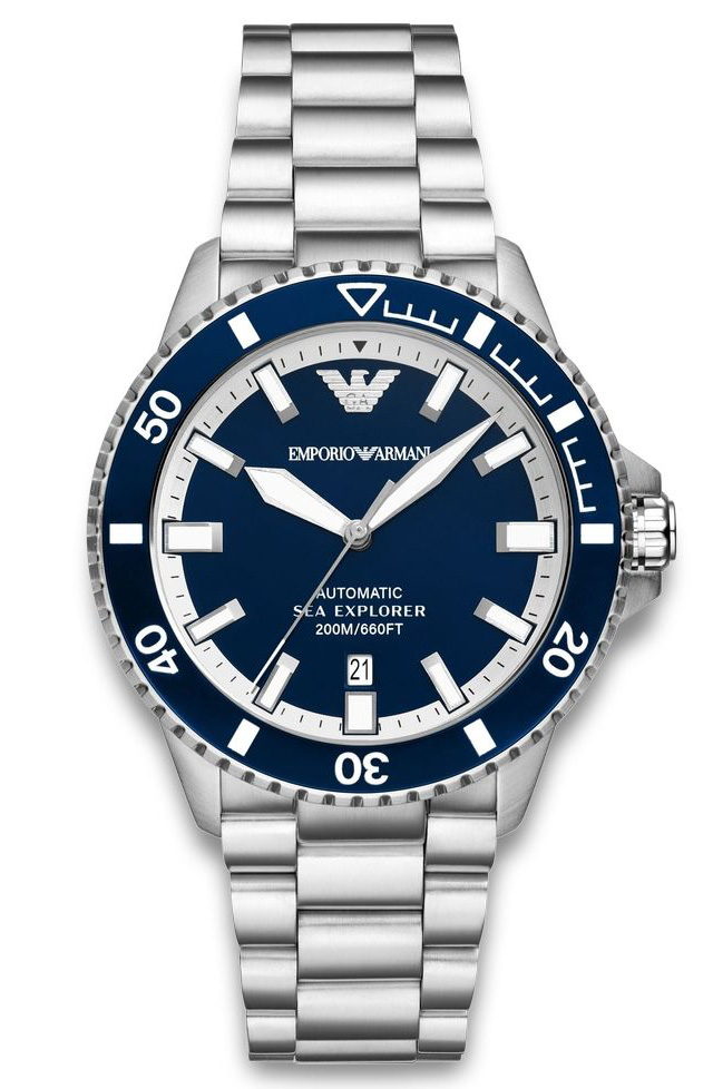 Emporio Armani Sea Explorer AR60079 - Automatisk - Silver - Herrklocka - Rostfri stål - Safir