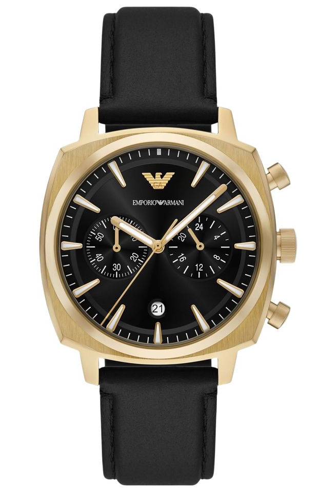 Emporio Armani Carlo AR11690 - Quartz - Guld - Herrklocka - Läder - Härdat mineralglas
