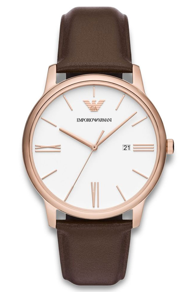 Emporio Armani Minimalist AR11572 - Quartz - Rött guld - Herrklocka - Läder - Härdat mineralglas