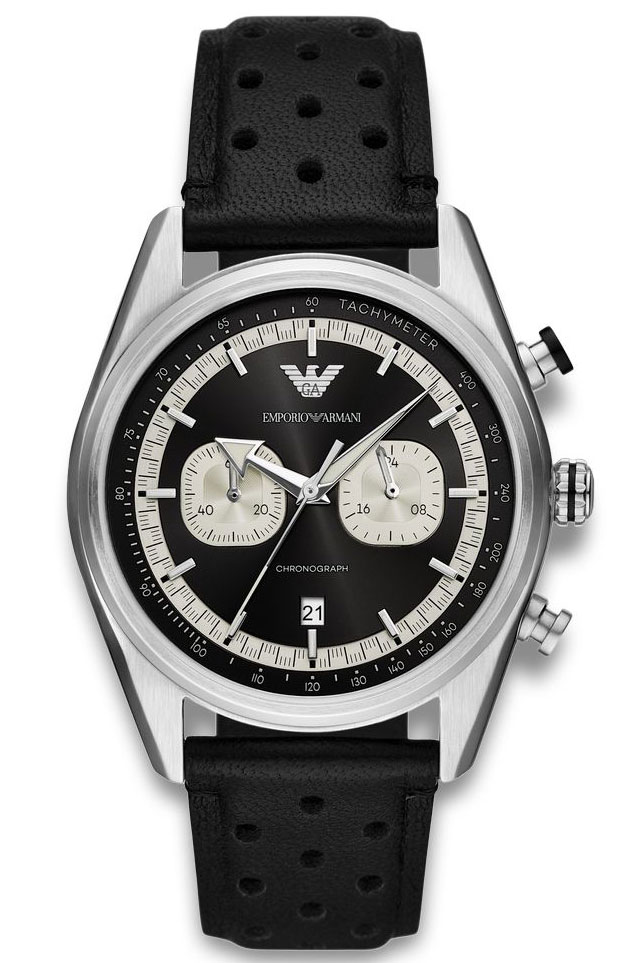 Emporio Armani Racer AR11635 - Quartz - Silver - Herrklocka - Läder - Härdat mineralglas