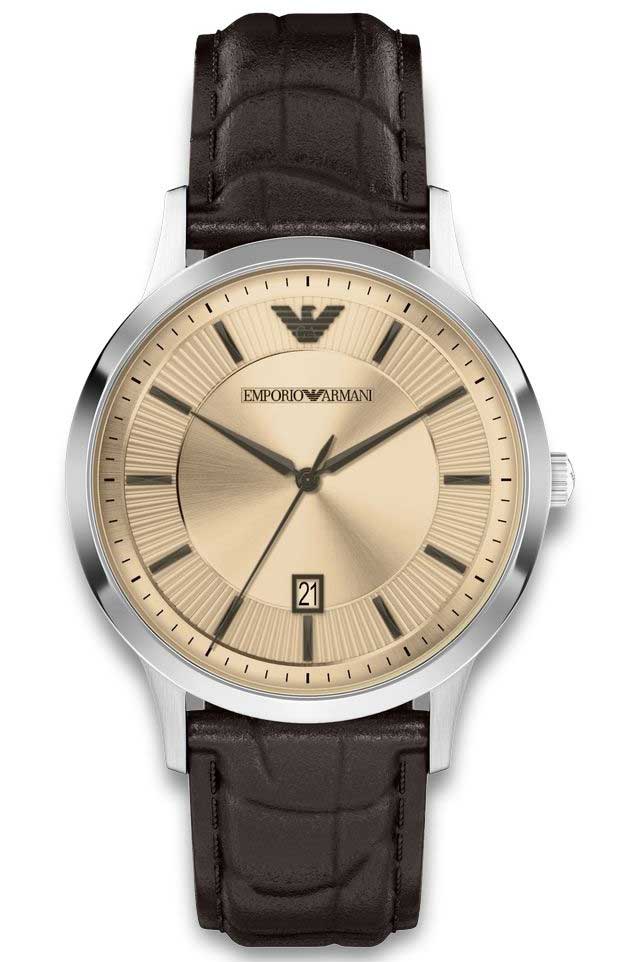 Emporio Armani Renato AR11783 - Quartz - Silver - Herrklocka - Läder - Härdat mineralglas