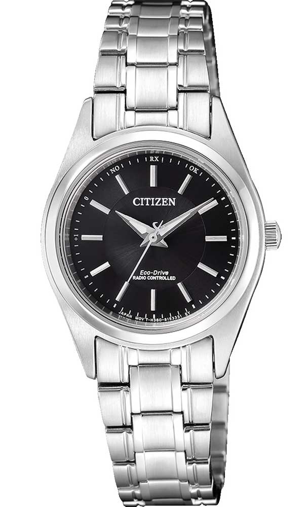 Citizen elegant damklocka med Eco-Drive och radiokontrollerat urverk | ES4030-84E - Quartz - Silver - Damklocka - Rostfri stål - Safir
