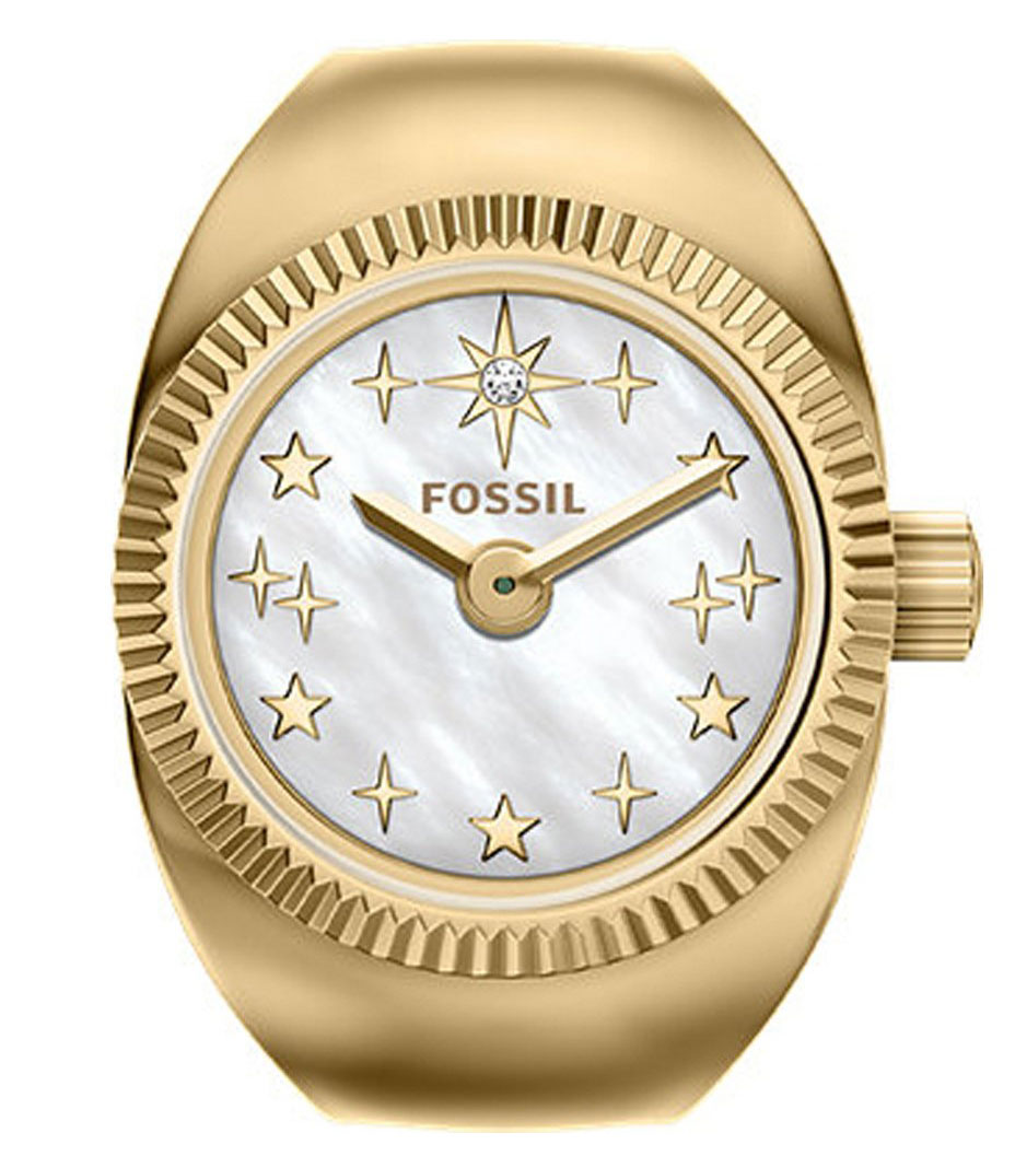 Fossil Watch Ring ES5535 - Quartz - Guld - Damklocka - Stretch - Härdat mineralglas