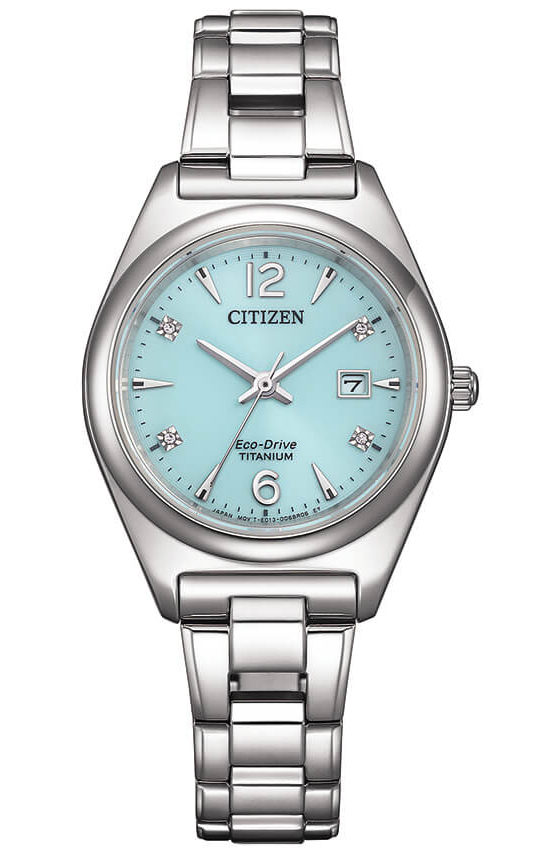 Citizen Eco-Drive damklocka i Super Titanium med turkos urtavla | EW2601-81M - Quartz - Silver - Damklocka - Titan - Safir