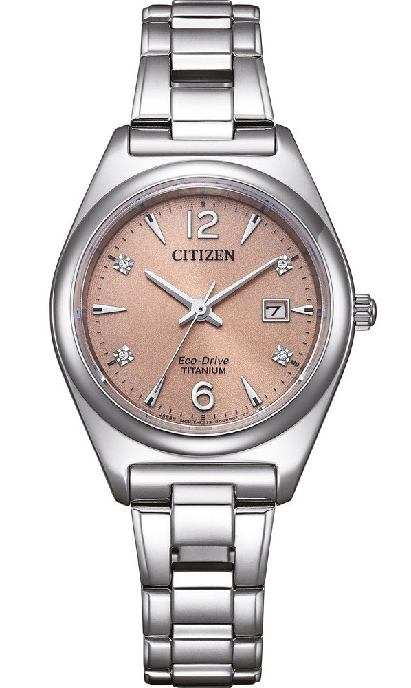 Citizen Eco-Drive damklocka i Super Titanium med brun urtavla | EW2601-81Z - Quartz - Silver - Damklocka - Titan - Safir
