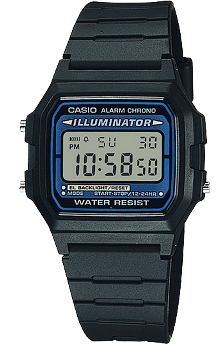 En Casio digitalklocka - Casio F-105W-1A - Digitalt - Svart - Unisex - Harts - Härdat mineralglas