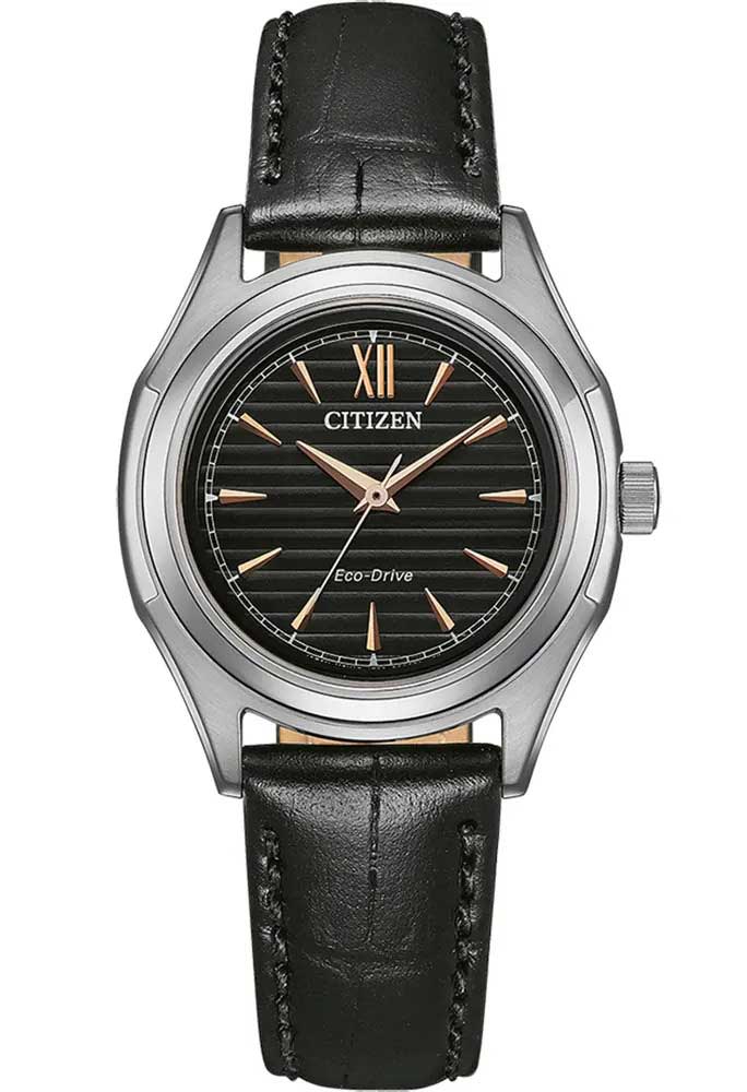 Citizen Eco-Drive damklocka i stål med J730 urverk och romerska siffror | FE2110-14E - Quartz - Silver - Damklocka - Läder - Härdat mineralglas