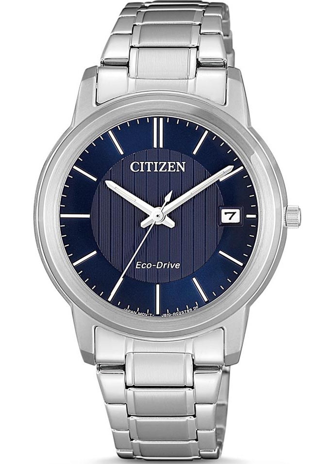 Citizen Eco-Drive damklocka i stål | Blå strukturerad urtavla | FE6011-81L - Quartz - Silver - Damklocka - Rostfri stål - Härdat mineralglas