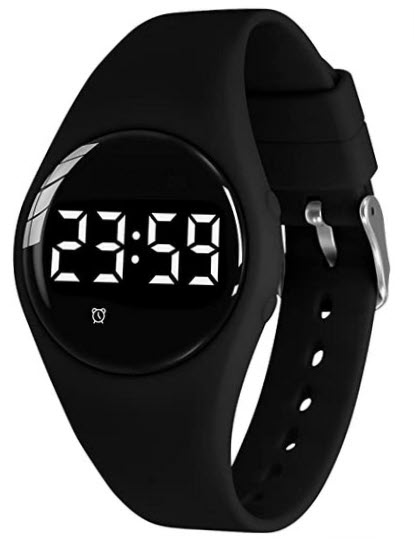 Tyst medicinpåminnelse svart diskret hjälpklocka | FIBEX15V2BLACK - Digitalt - Svart - Unisex - Silikon -