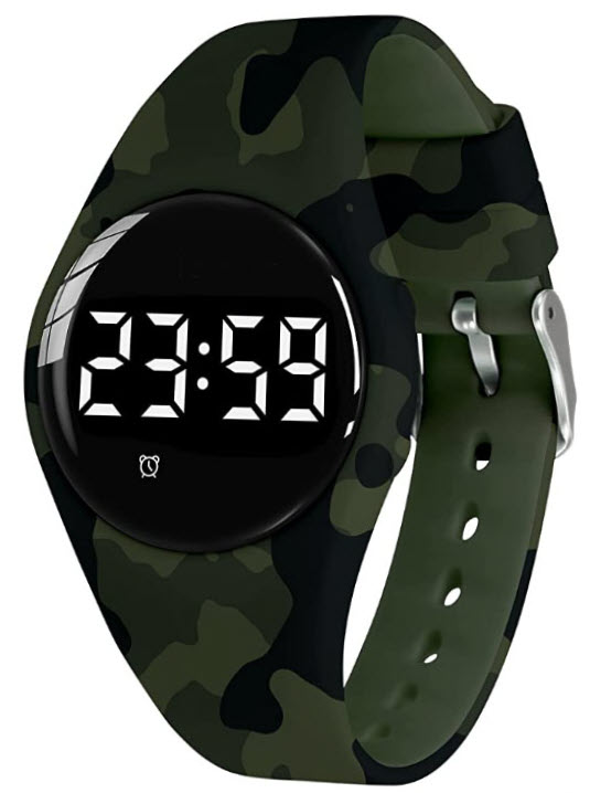 Rutinhjälp för barn grön kamouflage timer | FIBEX15V2GREENCAMO - Digitalt - Grön - Unisex - Silikon -