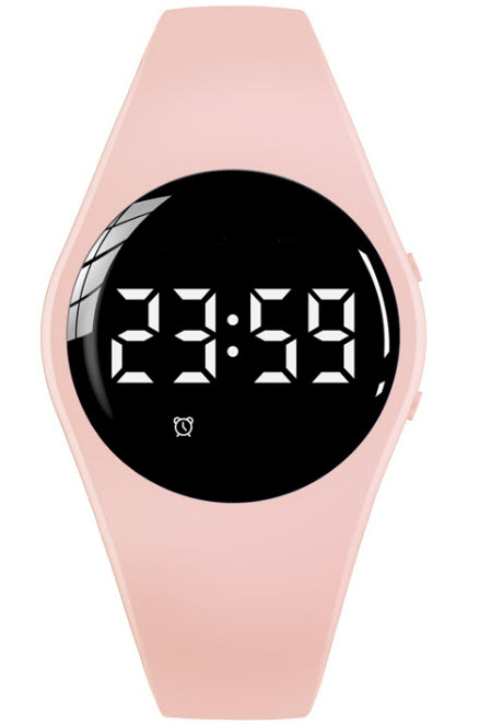 Hjälp vid toalettträning persikofärgad barnklocka | FIBEX15V2PEACH - Digitalt - Ljusröd - Unisex - Silikon -