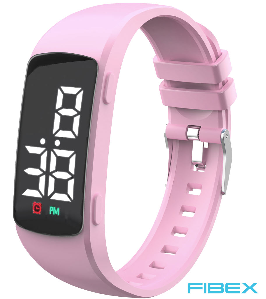 Rutinbyggare för flickor rosa träningsklocka | FIBEX15V3PINK - Digitalt - Rosa - Unisex - Silikon -