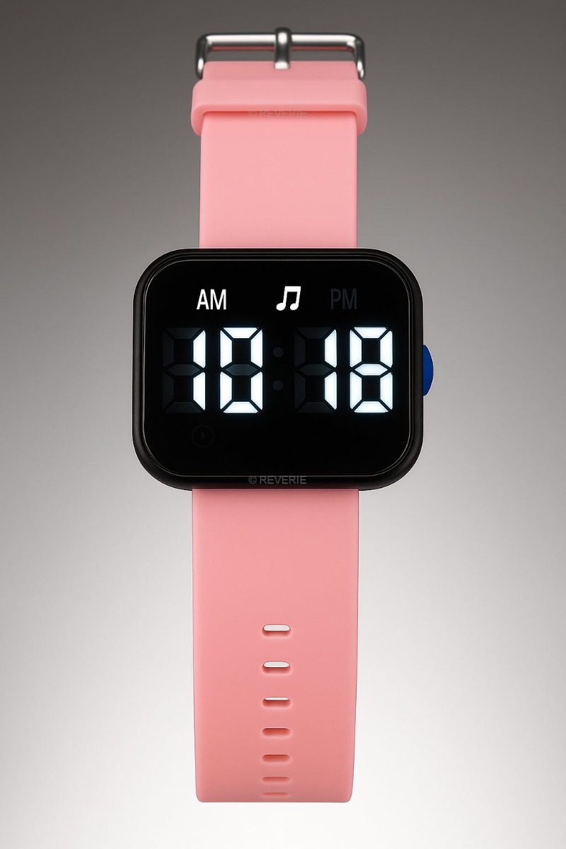 Fibex 16 Alarms Vibrating & Acustic Reminder Watch - Rose - Digitalt - Svart - Unisex - Silikon -