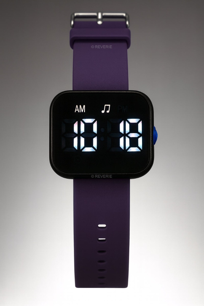 Fibex 16 Alarms Vibrating & Acustic Reminder Watch - Purple - Digitalt - Svart - Unisex - Silikon -