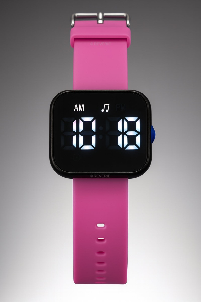 Fibex 16 Alarms Vibrating & Acustic Reminder Watch - Pink - Digitalt - Svart - Unisex - Silikon -