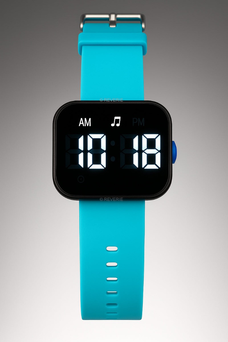 Fibex 16 Alarms Vibrating & Acustic Reminder Watch - Turquoise - Digitalt - Svart - Unisex - Silikon -
