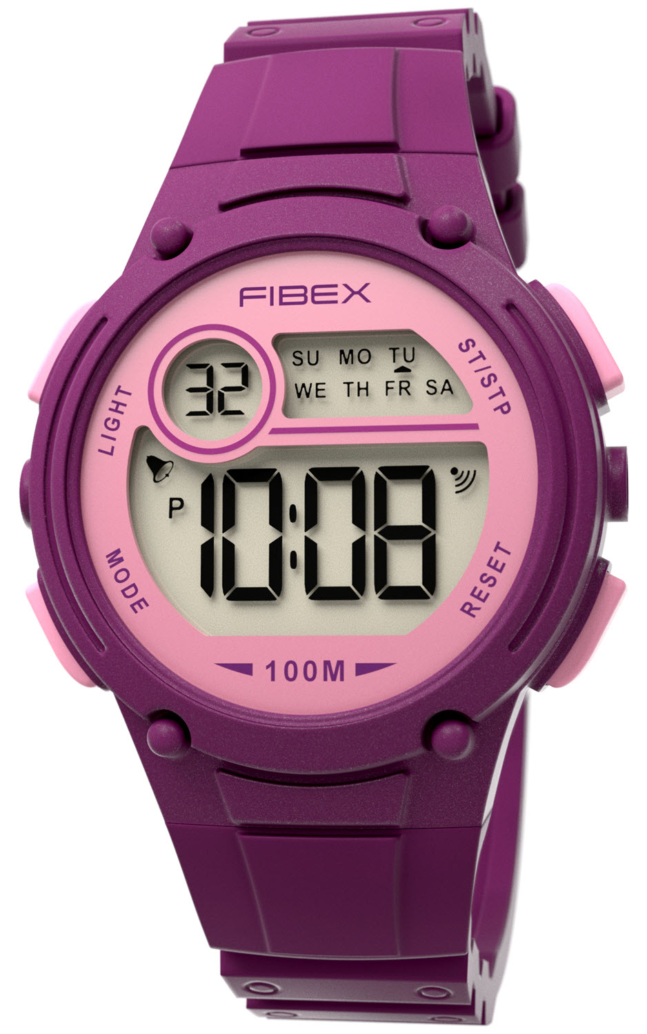 Multifunktionsklocka barn digital kalender | FIBEX84BAP03 - Digitalt - Lila Ljusröd - Unisex - Silikon -