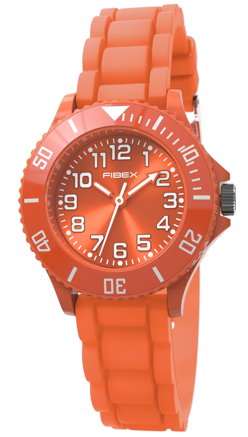 Orange barnklocka sportig | FIBEXFD04 - Quartz - Orange - Unisex - Silikon -