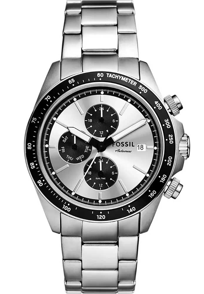 Fossil Autocross FS6124 - Quartz - Silver - Herrklocka - Rostfri stål - Härdat mineralglas