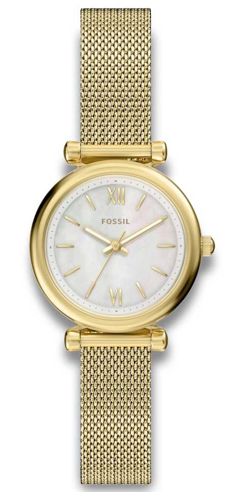 Fossil Carlie ES5462 - Quartz - Guld - Damklocka - Mesh - Härdat mineralglas