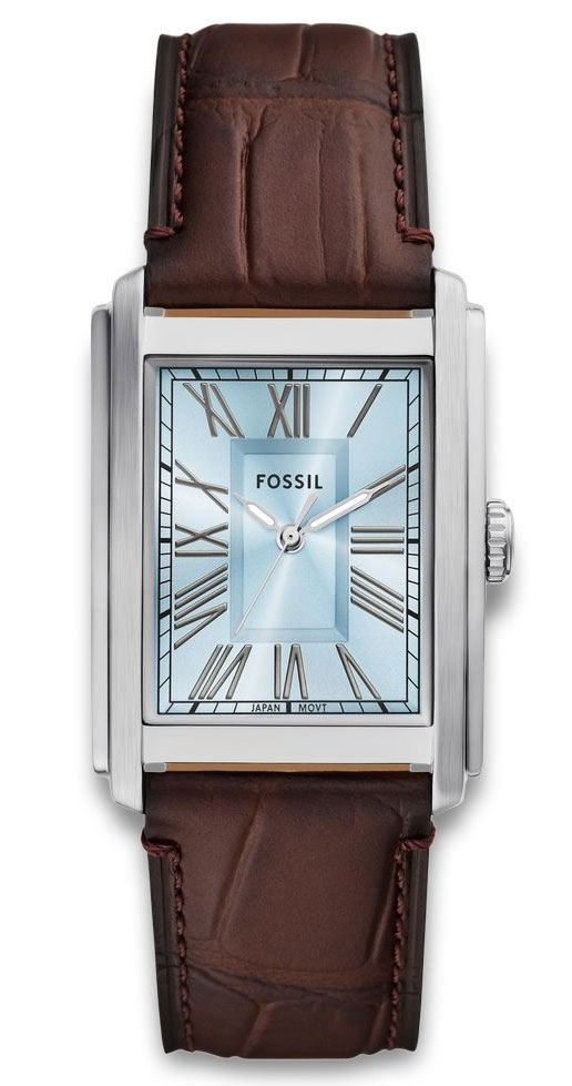Fossil Carraway FS6110 - Quartz - Silver - Damklocka - Läder - Härdat mineralglas